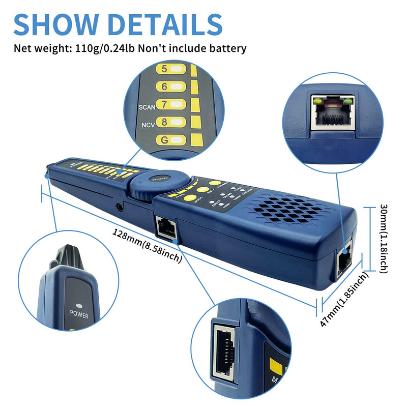 [Australia - AusPower] - Rsrteng Cable Tracer WT255, Wire Tracker Network Telephone Line RVV BNC, Support J45 Network Cable Test, Short Circuit Test,Host/Test Box Fault Location, Working with Camera Tester 