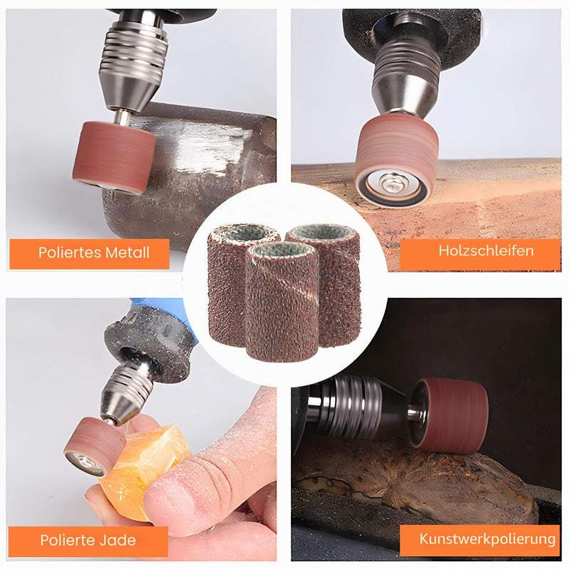 LPZMPZ 242 Pcs Sanding Sleeves Nail Cutter with 80/120/180 Grit | Sanding Cylinder Compatible with Dremel Rotary Tool Sanding Attachments, for 240 Sanding Sleeves + 2 Sanding Drums