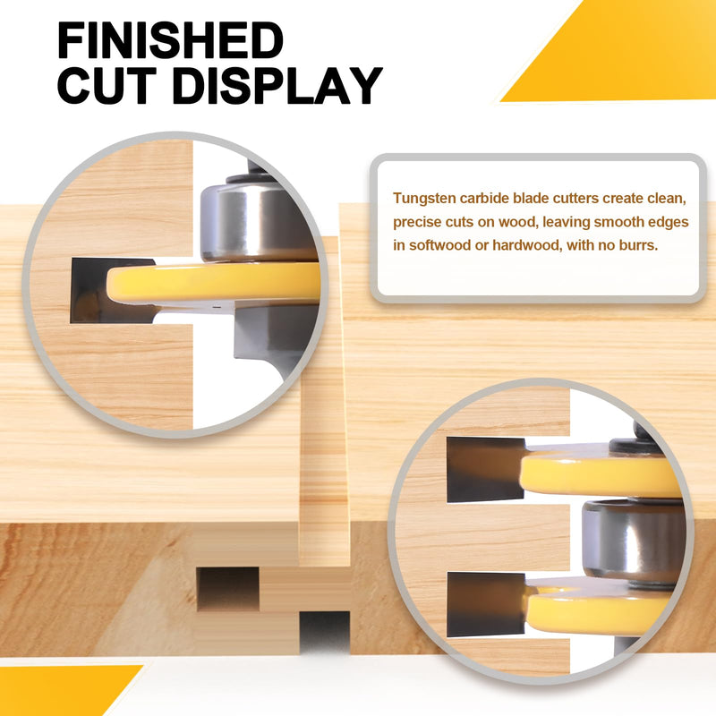 [Australia - AusPower] - Tongue and Groove Router Bit Set of 2 Pieces,Router Bits 1/4 Shank,3 Teeth Adjustable T Shape Wood Milling Cutter,Router Bits,Lock Miter Router Bit,Shank Router Bit,Tongue and Groove Router Bit 