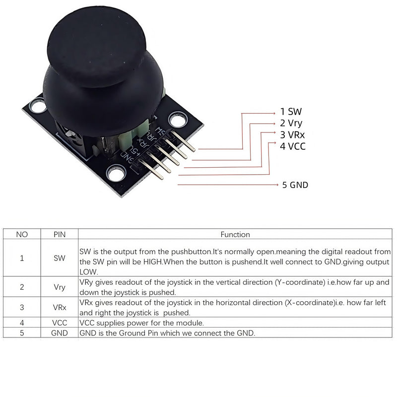 [Australia - AusPower] - 6PCS Dual-axis XY Joystick Sensor PS2 Game Controller Joystick Breakout Module Compatible with Arduino 