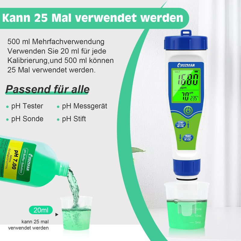 [Australia - AusPower] - UIUZMAR pH 7.00 Calibration Solution, pH Buffer Solution 500 ml for Precise Calibration of pH Meter, pH Tester Calibration Liquid 