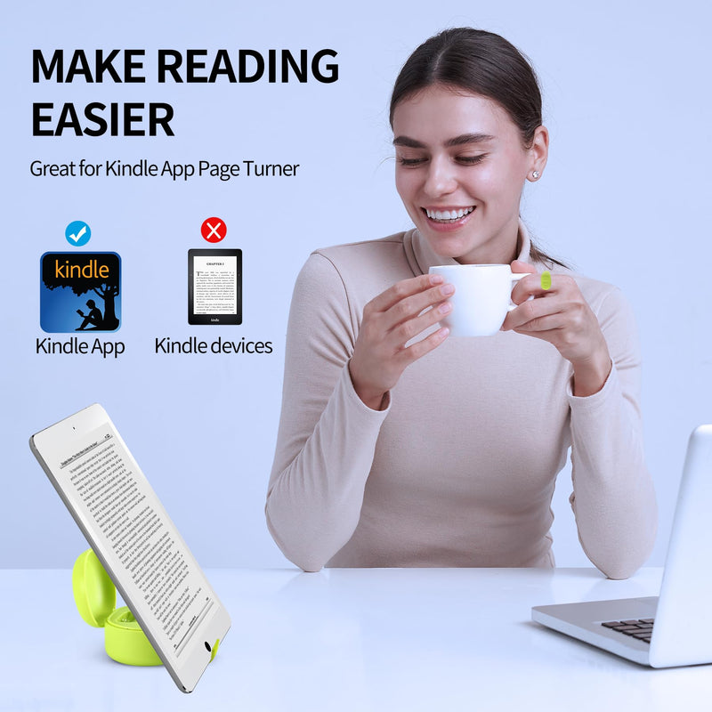 [Australia - AusPower] - Upgrade TikTok Ring, Kindle Holder with Remote Page Turner, TIK Tok Scrolling Ring, Bluetooth Camera for iPhone, iPad, iOS Android Cell Phone-Green Green 