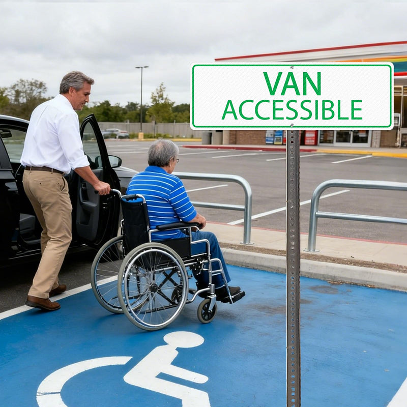 Van Accessible Sign 4 Pack Reflective Rust-Free Aluminum 18" × 6" | Pre-Drilled Holes, Waterproof for Parking Lots, Business, Indoor, Outdoor, Commercial Use
