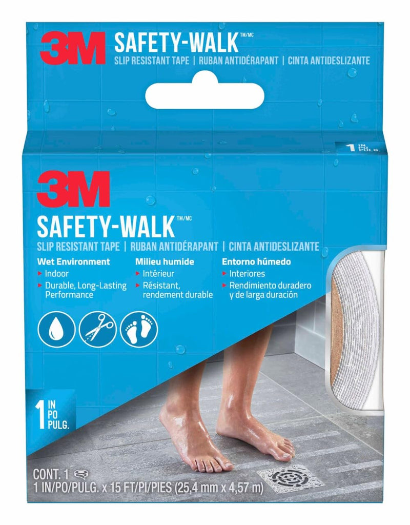 3M Safety-Walk Slip Resistant Tape, 1 in x 15 ft, Anti Slip Clear Tape, Ideal For Slippery & Wet Conditions, Self-Adhesive Backing, Quick & Easy Application, Durable & Long-Lasting (220C-R1X180) 1 Inch