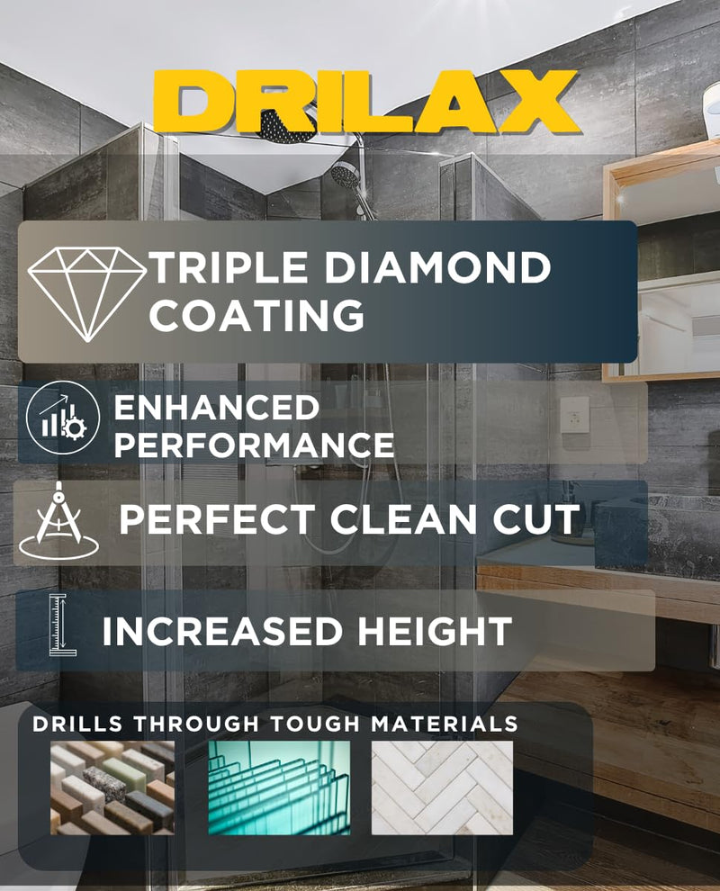 Drilax 3-1/8" Diamond Hole Saw for Tile, Porcelain, Ceramic, Glass, Marble & Granite | Precision Wet Drilling Core Bit | Perfect for Faucets, Pipes & Drain Holes | Professional Grade Tile Cutter 3-1/8 inch