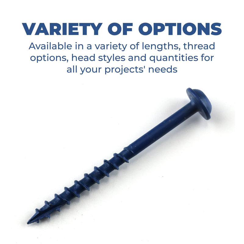 Kreg Blue-Kote Pocket-Hole Screws - SML-C2B-250 - Weather Resistant Pocket Screws - 2-Inch - Coarse Thread - Maxi-Loc Head - Outdoor - 250 Count
