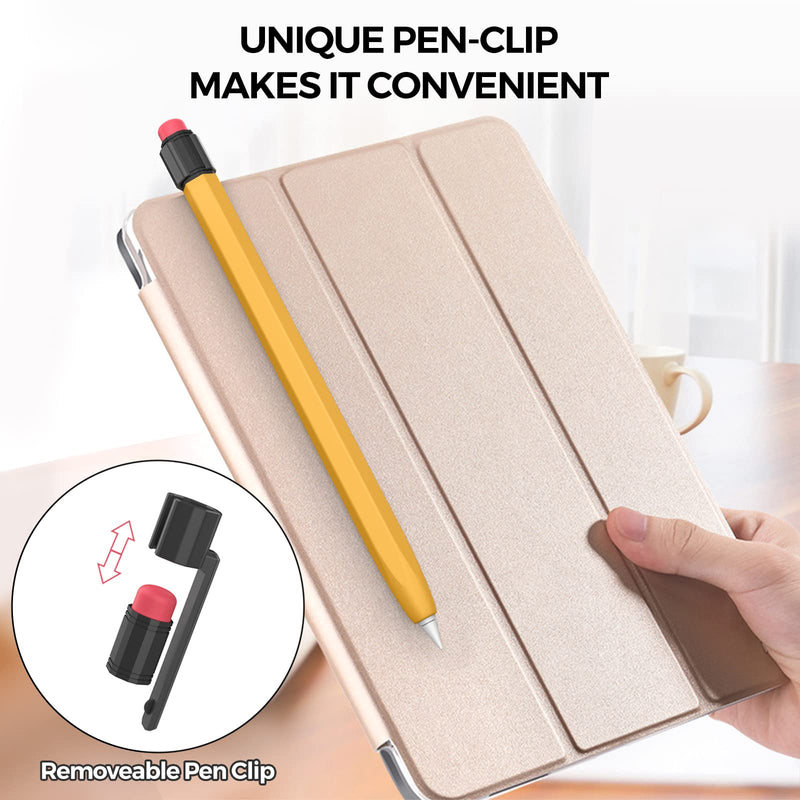 [Australia - AusPower] - iPencil Case Sleeve Silicone Protective Cover Perfect Grip Skin Classic Design with Sturdy Clip Compatible with Apple Pencil 1st Generation (Yellow) Yellow 