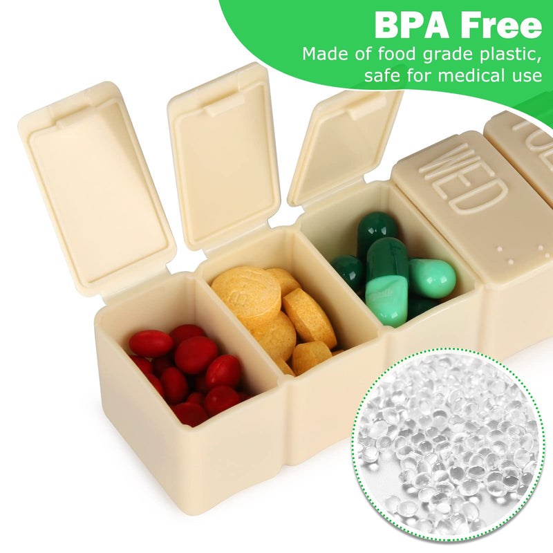 [Australia - AusPower] - 2Pack Weekly Pill Organizer,7 Days Pill Cases Travel Daily Pill Box Medicine Organizer Pill Box 7 Day Pill Organizer Weekly for Fish Oil, Calcium Tablets Supplements (Pink+Beige) Pink+beige 