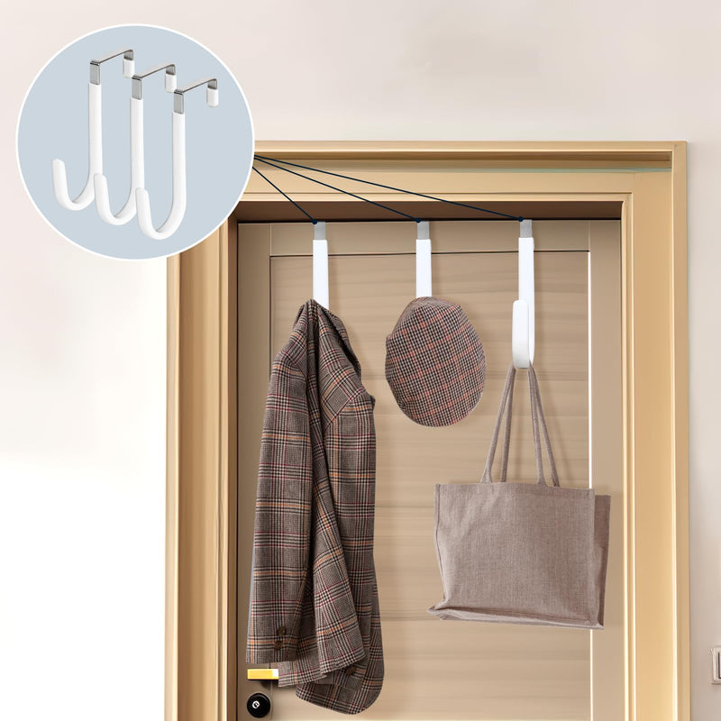 [Australia - AusPower] - 4 Pack Over The Door Hooks, 4.96Inch Hooks for Hanging Heavy Duty Door Hanger, Towel Hanger Hook Holders, Over Door Hangers Hooks Door Hanger Hooks for Hanging Clothes, Towels, Hats,Coats,Bags (White) White 4.96 inch 
