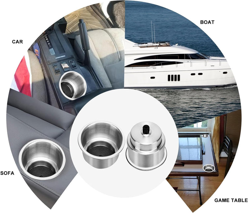 Amarine Made 5pcs Stainless Steel Cup Drink Holder with Drain Marine Boat Rv Camper