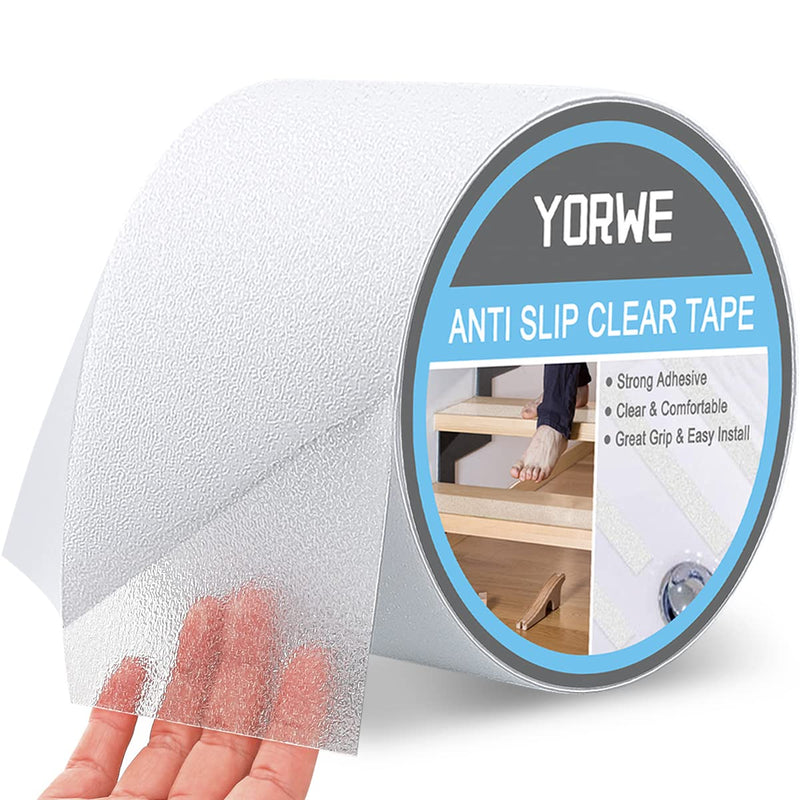 Yorwe Anti Slip Tape Transparent, More Clear and Comfortable Safety Track Tape (4" Width x 190" Long, Clear) 4" Width x 190" Long