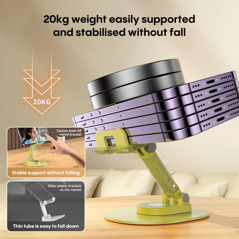 [Australia - AusPower] - Foldable Desktop Phone Holder, Phone Holder on Desk Compatible with iPhone15, 14, 13 Pro Max Mini, Suitable for 3.5-12.9 inch Phones and Tablet Computer. (Yellow) Yellow 