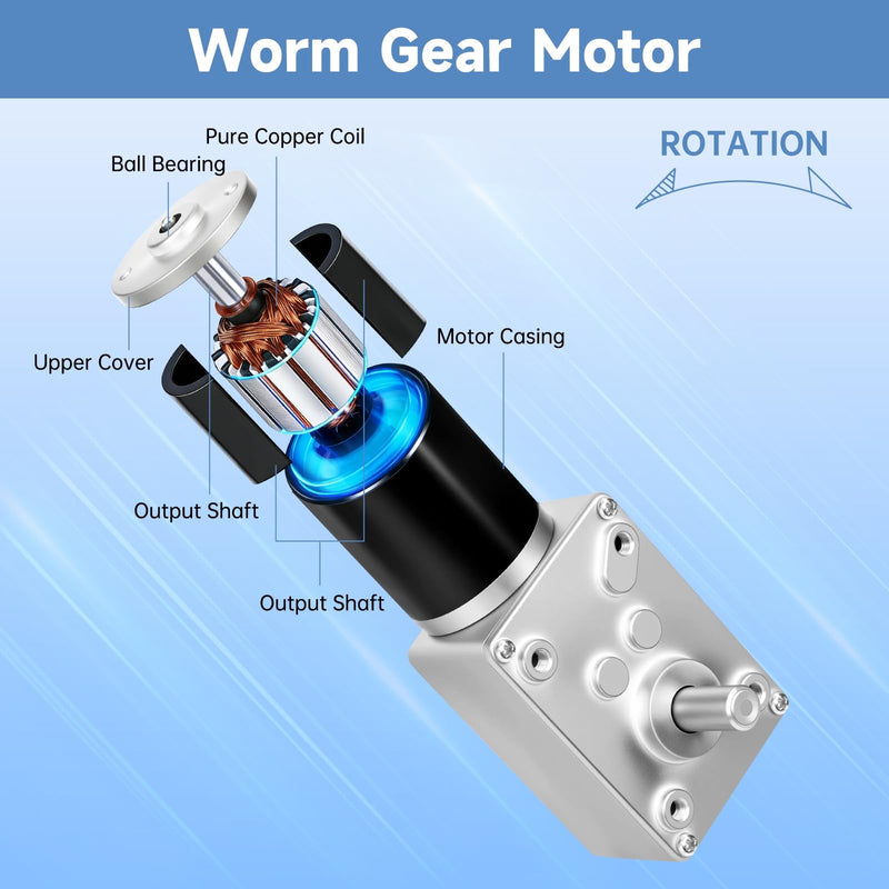12v Dc Motor 40Rpm 32kg.cm High Torque 8mm D Shape Single Shaft Self-Locking Reversible Dc Worm Gear Motor with Mounting Bracket& Speed Controller for Door Lock System Window Opener and DIY Project 19.2 Watts 40 RPM