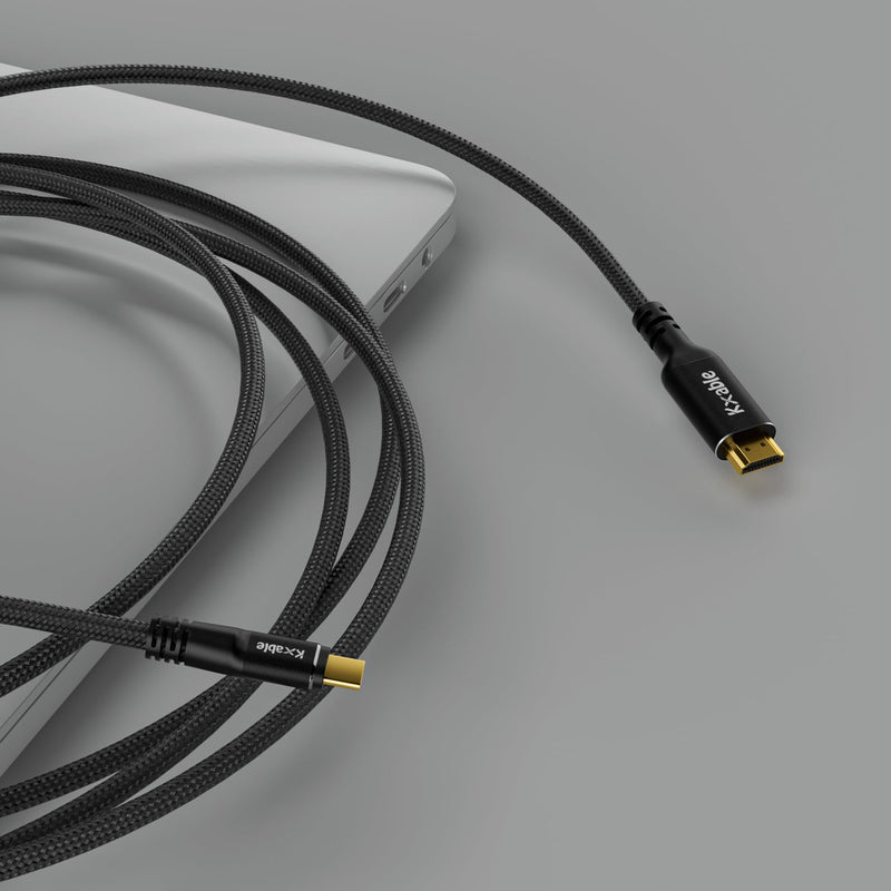 8K USB C to HDMI 2.1 Cable 20FT, (8K@60Hz,4K@120Hz, HDR), Braided Cord, Thunderbolt 3/4 Compatible, for iPhone 15 Series, MacBook Pro/Air, iPad Pro, Galaxy S23, Surface, Dell, HP, with 2 HDMI Adapters