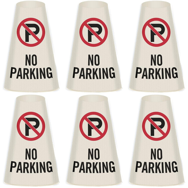 SmartSign 6-Pack "No Parking" Reflective Cone Message Sleeve Collar with Symbol, 360-Degree Visibility, Non-Adhesive Vinyl Signs for Traffic Safety Cones, 3-Side Print [Cone Not Included] Pack of 6 No Parking
