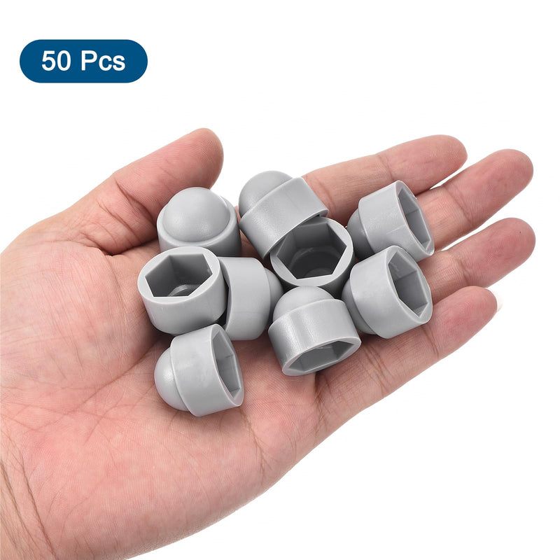 [Australia - AusPower] - uxcell 50pcs Hex Nut Cover, M12 Grey Plastic Dome Nut Protection Cap Hex Bolt Nut Covers for Hexagon Screws, Bolts 50 