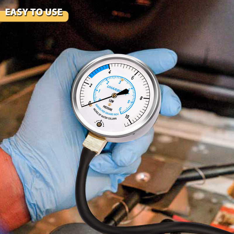 [Australia - AusPower] - Manometer Gas Pressure Tester, Manometer LP Gas Pressure Tester Gauge 0-10" W.C, 1/8" NPT Fitting with Barbed Connection, 40" Hose 