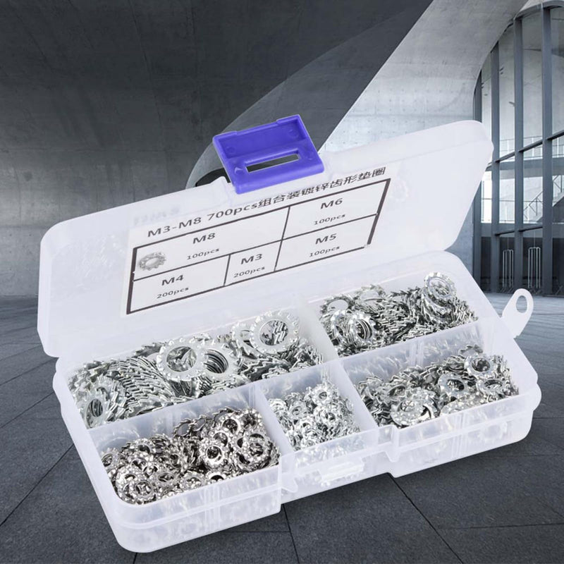 [Australia - AusPower] - 700Pcs Copper Washer Assortment Set, M3~M8 5Kinds Galvanized Hexagonal Counter Sunk Screw Nut Kit Flat Washers Assortment Set for Electrical Connections 