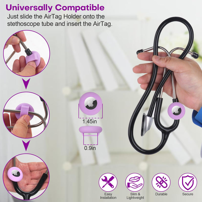 [Australia - AusPower] - MGZNMTY 6 Pcs Stethoscope Case Kit, Perfect Nurse Gift Include Hard Stethoscope Case for 3M Littmann Classic III, AirTag Holder, Medical Alert Label, ID Card, Nurse Badge Clip, Carabiner (Galaxy) Galaxy 