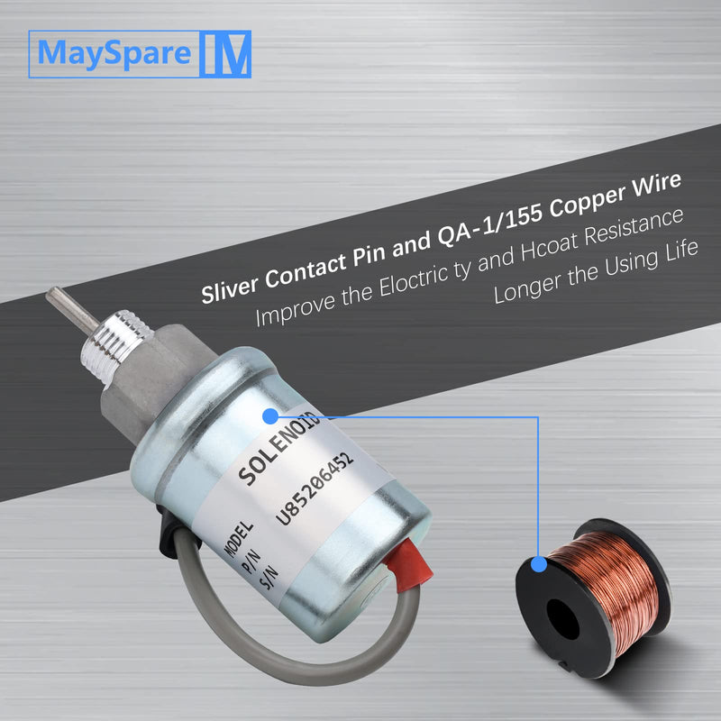 [Australia - AusPower] - MaySpare U85206452 Fuel Shut Off Solenoid For Caterpillar Cat 3024 Perkins HL403C-15 HR404C-22T 402D 403D 404D 404C 403C 