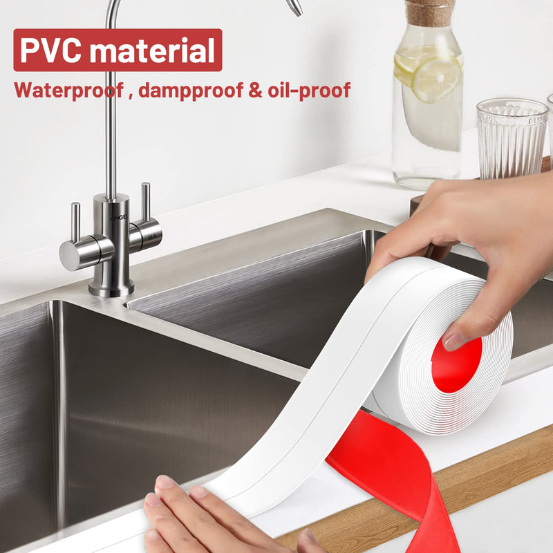 [Australia - AusPower] - Caulk Tape, 3 Roll Self Adhesive Caulk Strip Waterproof, Caulking Sealant Tape for Kitchen, Countertop, Bathroom, Sink, Shower, Bathtub, Toilet Edge Protector with Sealing Tool (1.5" x 10.5Ft) 3 Rolls 
