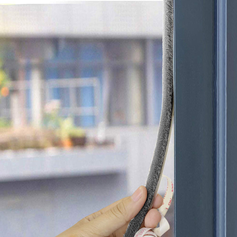 [Australia - AusPower] - TORRAMI Felt Pile Weather Stripping 11/32 inch x 3/16 inch x 16 ft, Sliding Windows and Door Frame Side Brush Seal, Draft Stopper Soundproofing, Grey Gray 