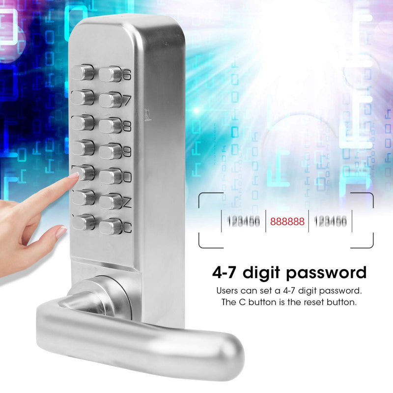 [Australia - AusPower] - Smart Mechanical Door Lock, Digital Password Entry Non Power Anti Theft Home Access, Keypad Keyless Entry Contemporary Residential Electronic Lever Lock 