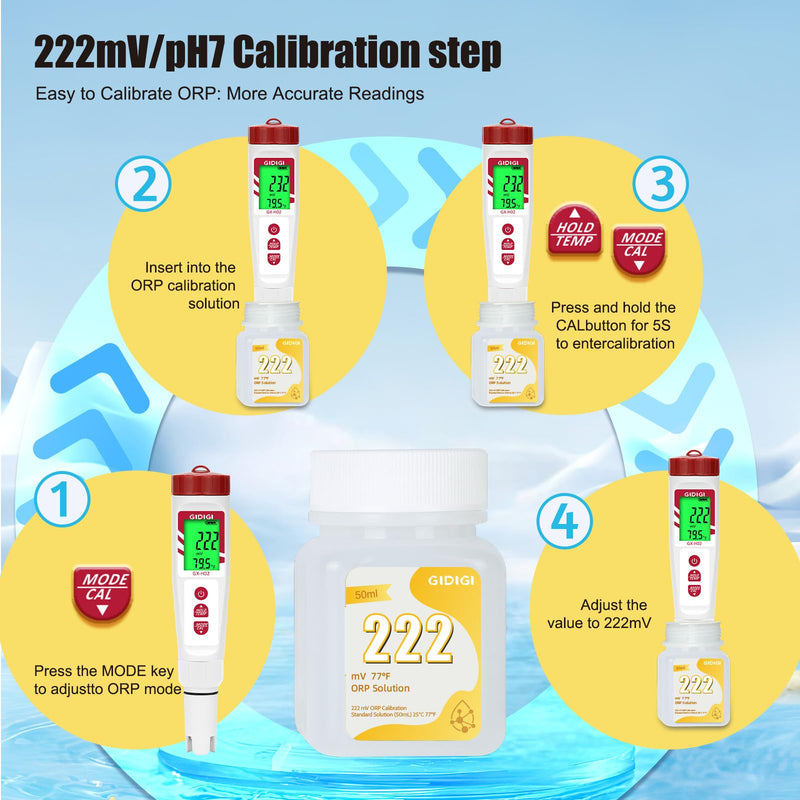 [Australia - AusPower] - pH ORP Meter Calibration Buffer Solution Kit, Includes pH 4.00, 7.00 and pH 10.01 Solution,ORP 222mV Calibration Solution pH ORP Calibration Buffer 