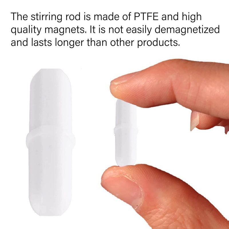 [Australia - AusPower] - Magnetic Stir Bars,10 Pcs PTFE Magnetic Stirrer Mixer Stir Bar, 20 mm/ 0.8 Inch White Laboratory Stirrer Mixer Bar (10) 10 