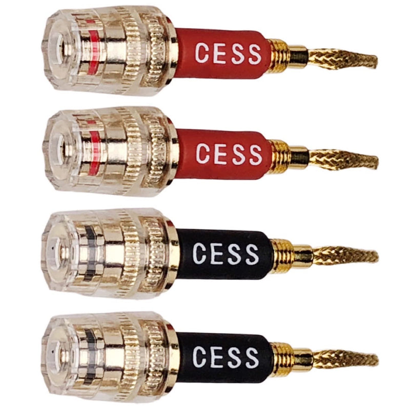 [Australia - AusPower] - CESS-220 Pin Banana Plug to 4mm Female Banana Jack/Speaker Wire, 4 Pack (Braided-Type to 4mm) Braided-type to 4mm 