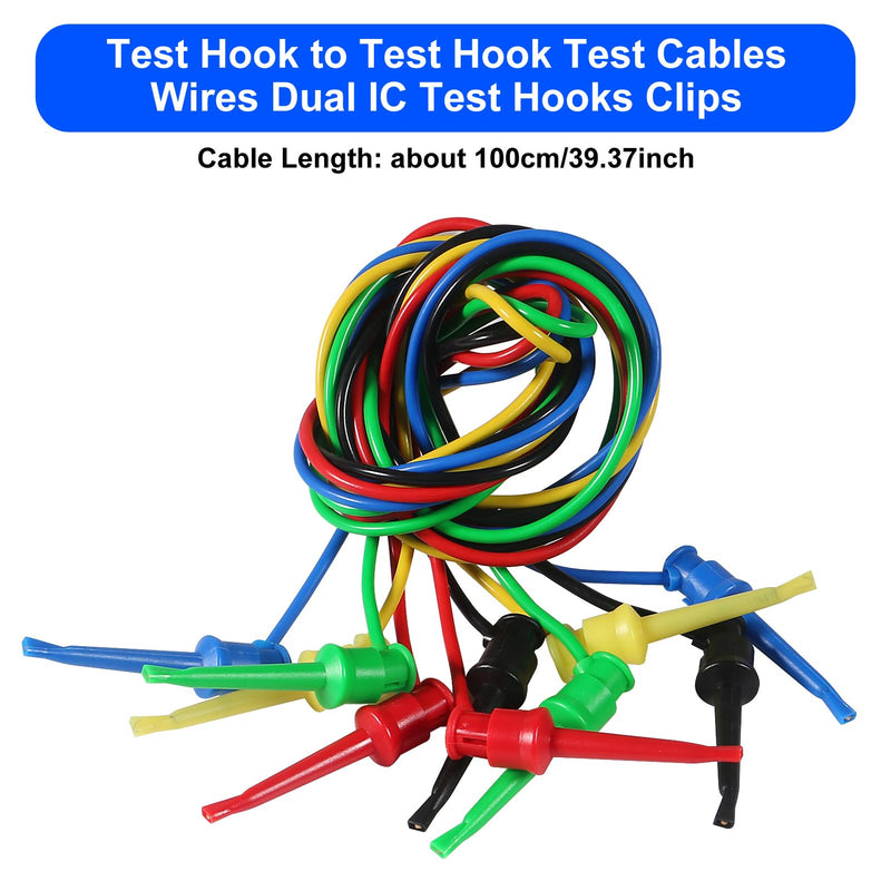 10PCS Silicone Test Leads Test Hook to Test Hook Test Cables Wires Dual IC Test Hooks Clips for Electronic Component, Testing Connecting