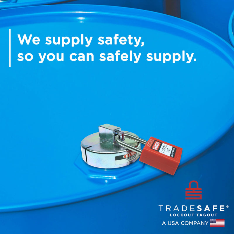 [Australia - AusPower] - TRADESAFE Lockout Tagout Drum Security Locks - Premium Lock Out Tag Out Device, 55 Gallon Drum Lock Set, Drum Bung Lock to Reduce Theft, Secure Contents, Safety Lockout Tools to Protect Workers Zinc Alloy 