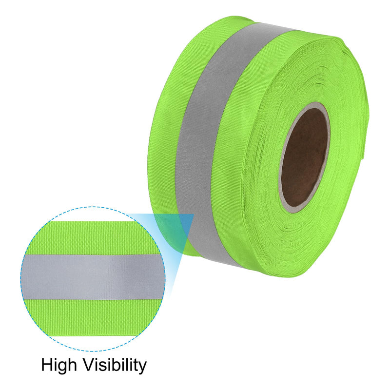PATIKIL Reflective Tape Strip, 2" x 50Ft High Visibility Reflective Tape Sew-on DIY Warning Safety Fabric Webbing for Clothing Raincoats, Fluorescent Green 2 Inch x 50 Feet