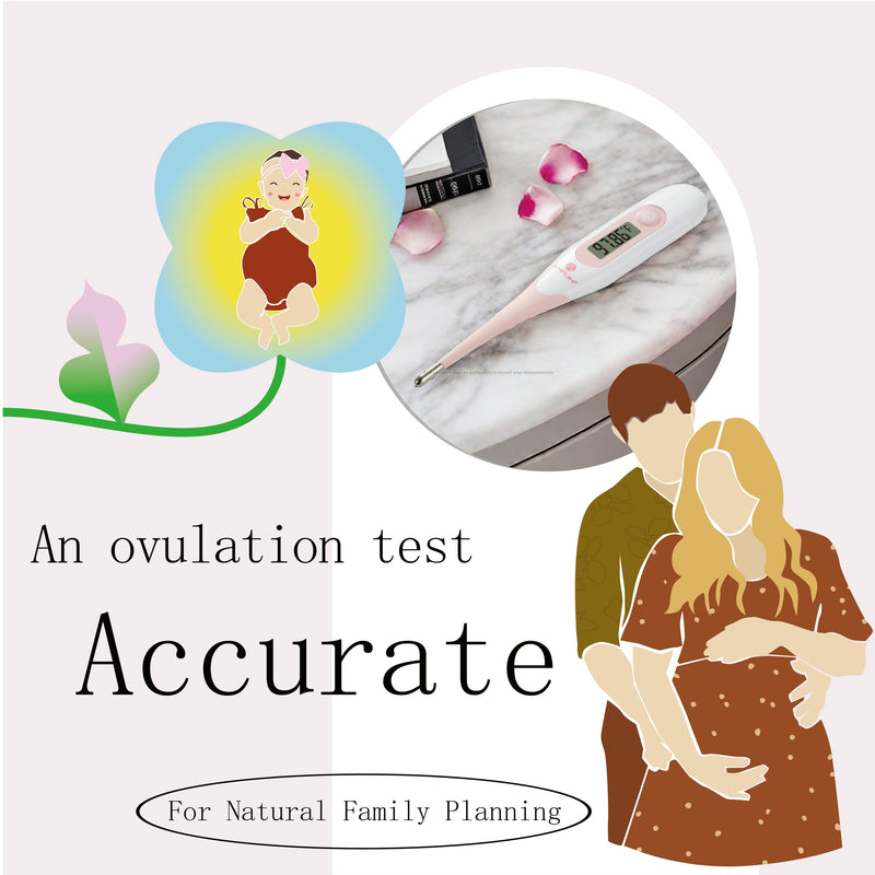 [Australia - AusPower] - Amplim Digital Basal Thermometer, Medical Grade Accurate BBT for Ovulation Tracking, 1/100th Degree High Precision Fertility Prediction, 60-Sec Read, Memory Recall, Flexible Waterproof Tip – Pink 