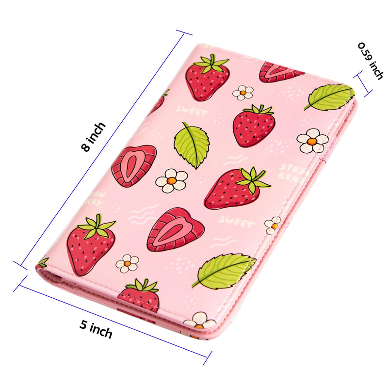 Pink Server Book, Server Books for Waitress, Waitress Book with 2 Zipper Pocket, Cute Server Book, Server Note Pads Waitress Book with Money Pocket Fit Server Apron (Strawberries) Strawberries