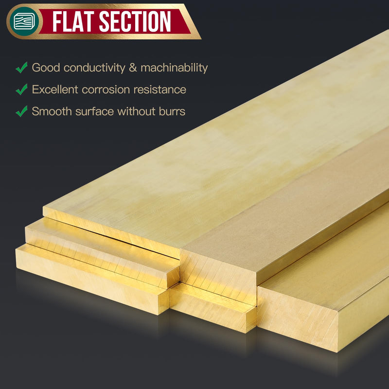 1/2" x 1" Brass Flat Bar Blank 12" Long Solid Brass Thin Plate C360 Flat Mill Stock (1/2x1x12 inch, 1) 1/2x1x12 inch