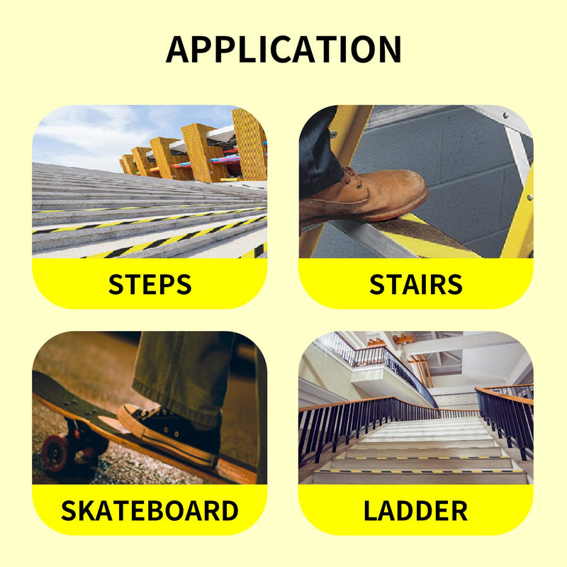 TAPEBEAR Safety Tape, 2inch x 60feet, Black/Yellow, Anti-Slip Adhesive Tape for Indoor Outdoor Steps Stairs, Waterproof, Strong Grip, Compatible with Plastic, Wood, Ceramic, Glass, Metal 2in x 60feet Yellow&Black 1