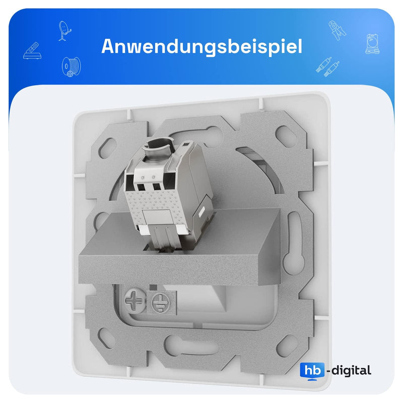 [Australia - AusPower] - hb-digital 1-Port CAT 6a Flush-Mounted Network Socket RAL9003 + 1x CAT 6a Keystone RJ45 Module LAN Ethernet Keystone Socket for CAT 5e CAT 6 CAT 6a Max. 10 Gbit/s STP - Signal White 