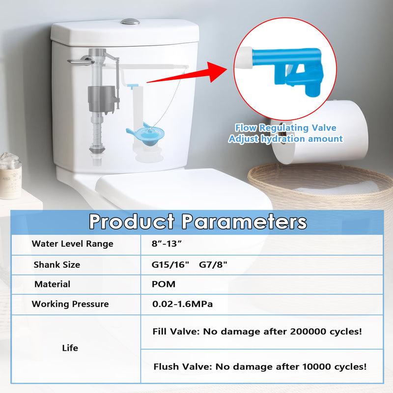 [Australia - AusPower] - Saillong 2 Set Toilet Float Replacement Kit with 3 Inch Flapper, Universal Toilet Fill Valve Height Adjustabletoilet Tank Replacement Kit, Flush Valve Quiet and Easy to Install 