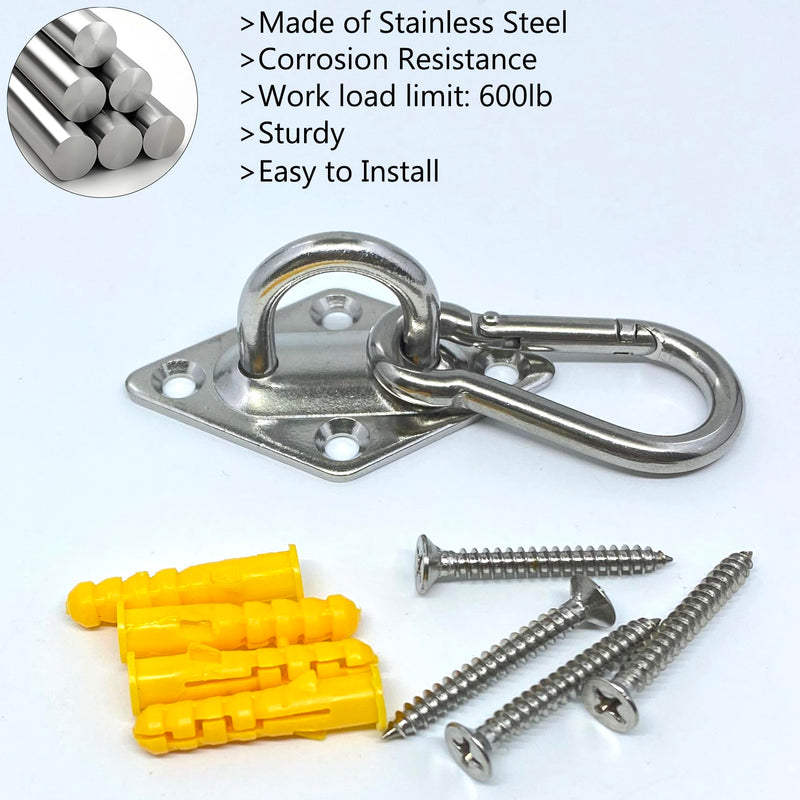 [Australia - AusPower] - 8 Pcs 304 Stainless Steel 2.31 Inches Pad Eye Hooks and 8 Pcs 304 Stainless Steel Snap Hooks,Screw Ceiling Hooks,Outdoors String Lights Hangers,Shade Sail Hardware with Screws Anchors 2.3 Inches Rhombus Pad Eye with Snap Hooks 