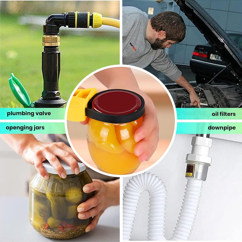 [Australia - AusPower] - Toolwiz Rubber Strap Wrench Upgrade-2pcs Set 24 IN and 19.7 IN Length Adjustable Oil Filter Strap Wrench, Reinforced Rubber Pipe Wrench, Jar Opener for Mechanics Plumbers DIY Yellow 