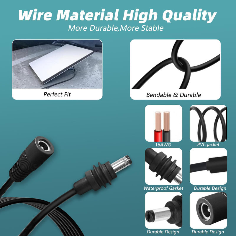 DC5521 Power Extension Cable for Starlink Mini,10FT 25FT 50FT 16AWG DC 5.5mm*2.1mm Cord for Starklink Mini Work with 20V/65W+ PD Source (25FT Female to Male) 25FT Female to Male