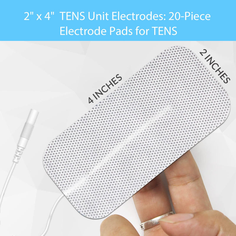 [Australia - AusPower] - TENS Unit Pads 2X4 20 Pcs Replacement Pads Electrode Patches for Electrotherapy 