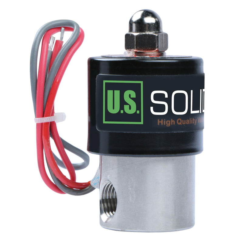 U.S. Solid 1/4" Stainless Steel Electric Solenoid Valve 24VAC N.C. VITON Water Air Fuel 0.25 Inch
