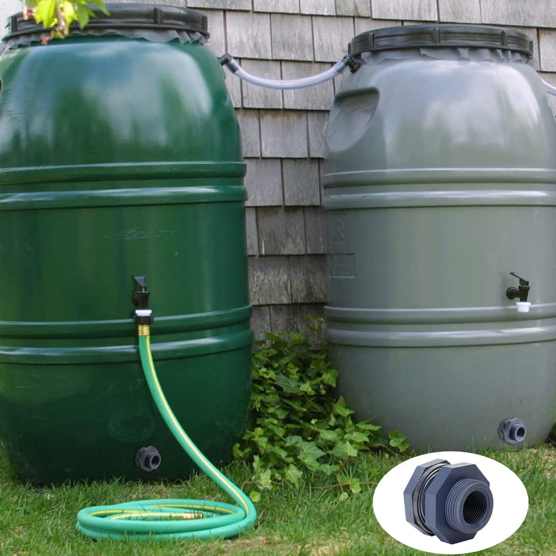 [Australia - AusPower] - 2 Pieces 3/4 Inch PVC Bulkhead Fitting for Water Barrel, Water Tank, Rain Barrels,NPT3/4 female thread(1 inch I.D.) PVC NPT3/4 female thread(1 inch I.D.)PVC 2 