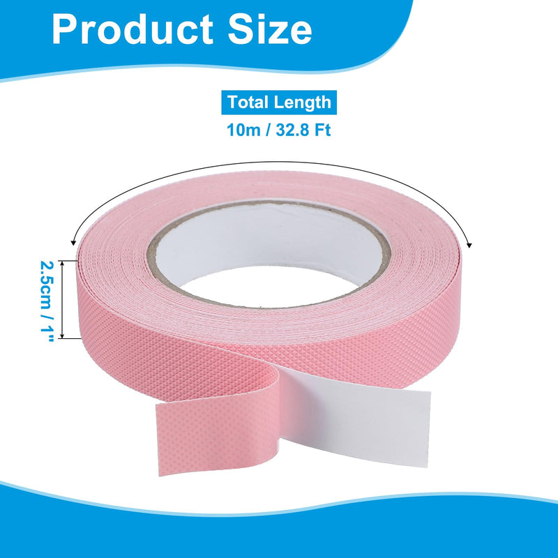 uxcell Rubber Grip Tape, 1" x 32.8 Ft PEVA Non-Slip Tape Diamond Textured Adhesive Grip Tape for Outdoor/Indoor Steps, Stairs, Traction Tread Stair, Bathroom (Pink) Pink