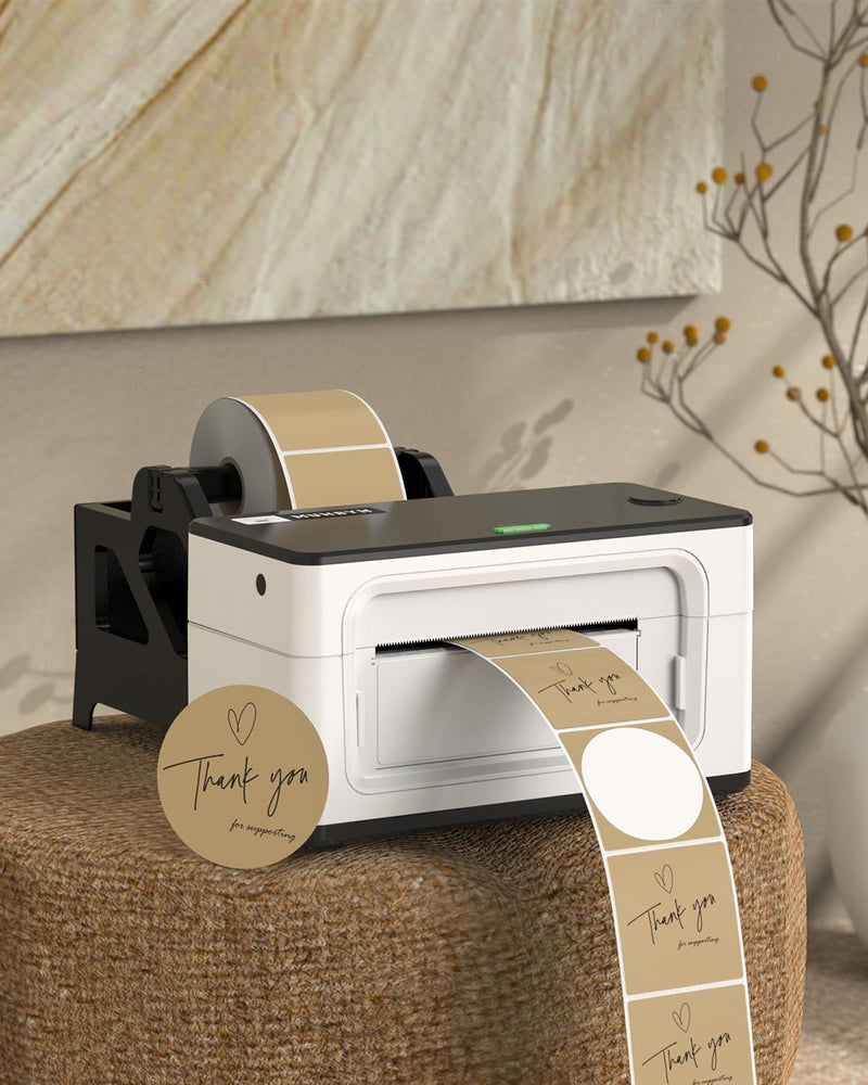 2 Inch Brown Circle Thermal Sticker Labels+Shipping Label Holder