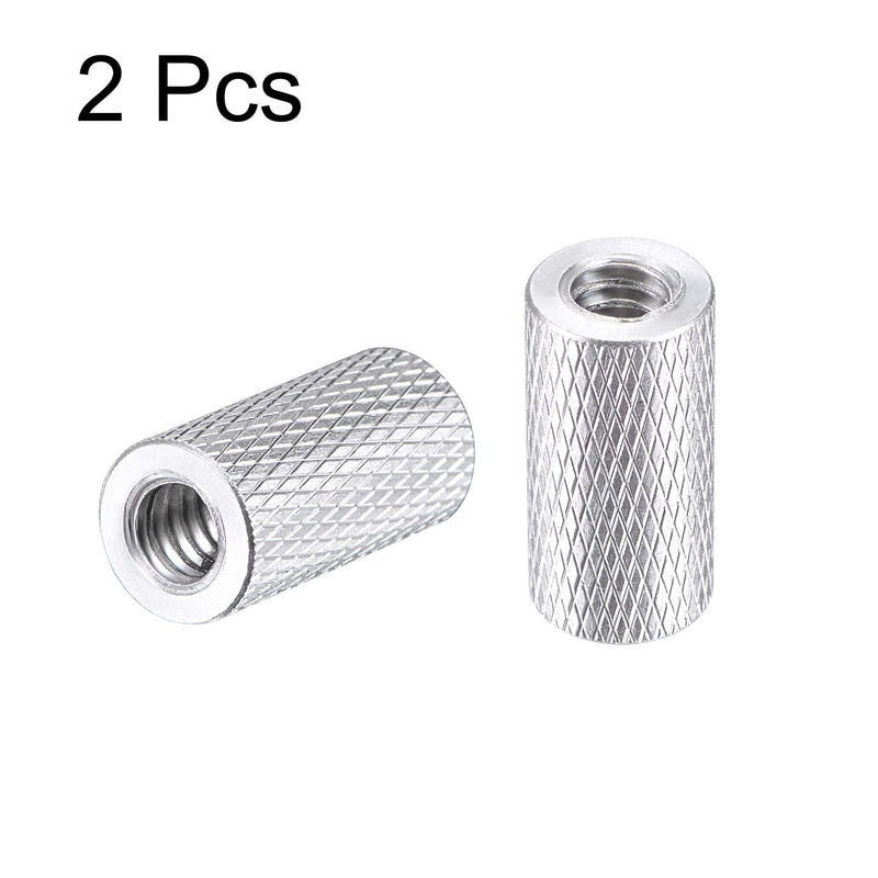 [Australia - AusPower] - uxcell 1/4-20 x 10mm x 20mm Aluminum Alloy Hand Screw Nuts Diamond Knurl Knurled Camera Tripod Pass Hole Nut Silver 2pcs 