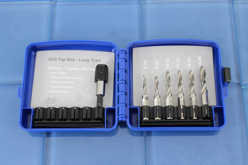 [Australia - AusPower] - TMAX M2 6 pc Combination Drill and Tap Set with 1/4 Inch Quick Change Adapter (Sizes 6-32 to 1/4-20) 6 pc set w adapter 