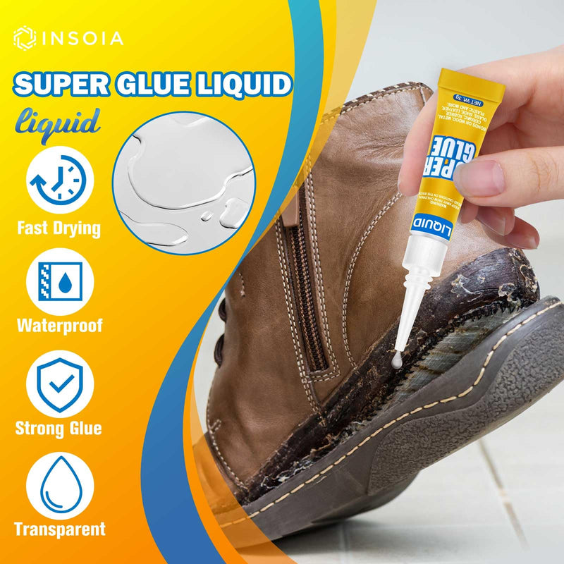 [Australia - AusPower] - Super Glue Liquid Clear, 24 X 3g All Purpose Strong Adhesive Ca Glue Cyanoacrylate Quick Dry Instant Glue for Plastic, Metal, Ceramic, Shoe, Wood, Leather, Model, Rhinestone, Jewelry and DIY Crafts 